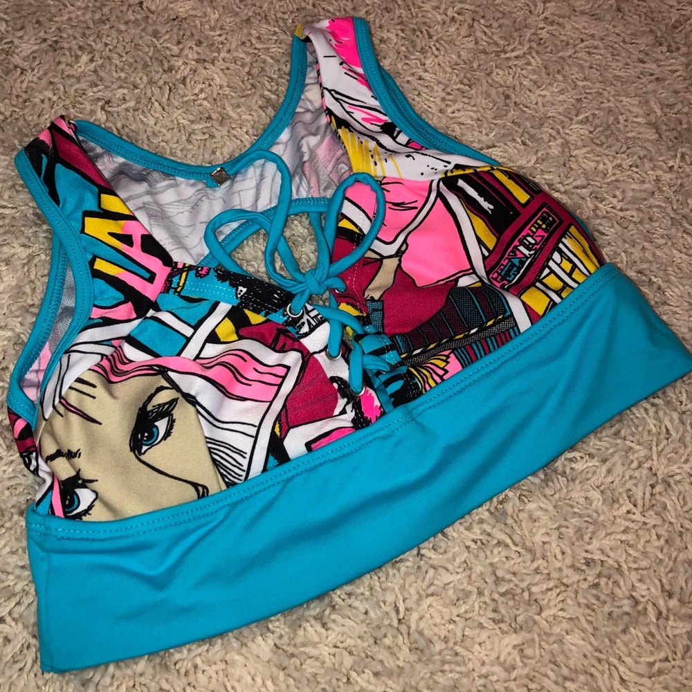 Lace Front Comic Print Bikini NWOT